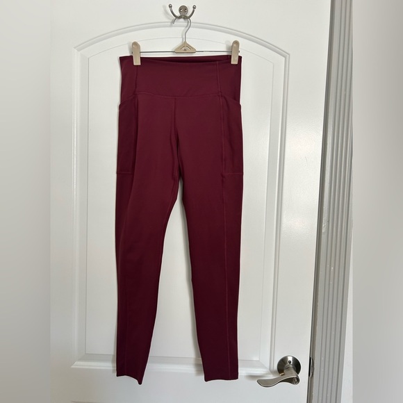 Girlfriend Collective Burgundy Ribbed High Waisted Leggings Women's Size medium - Picture 3 of 12